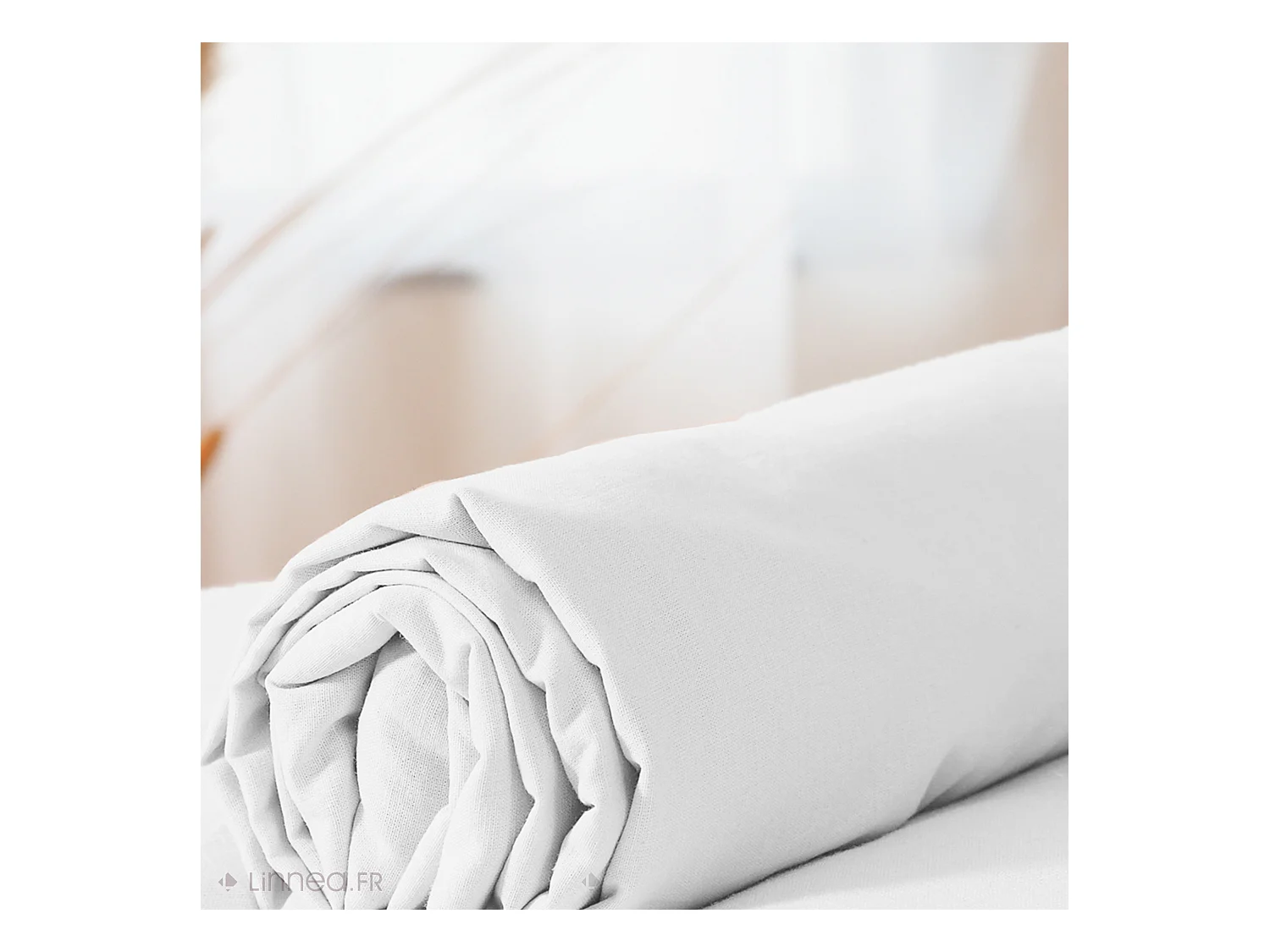 Drap housse 140x190 cm coton lavé LINO blanc