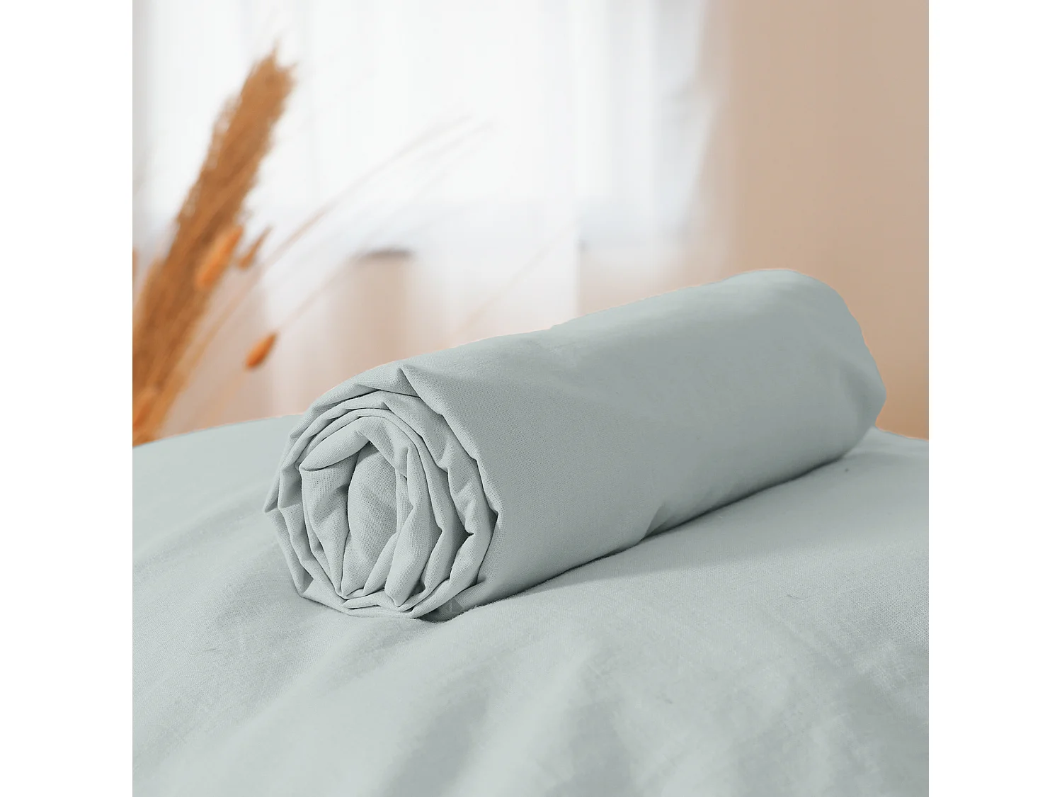 Drap housse 160x200 cm coton lavé LINO gris