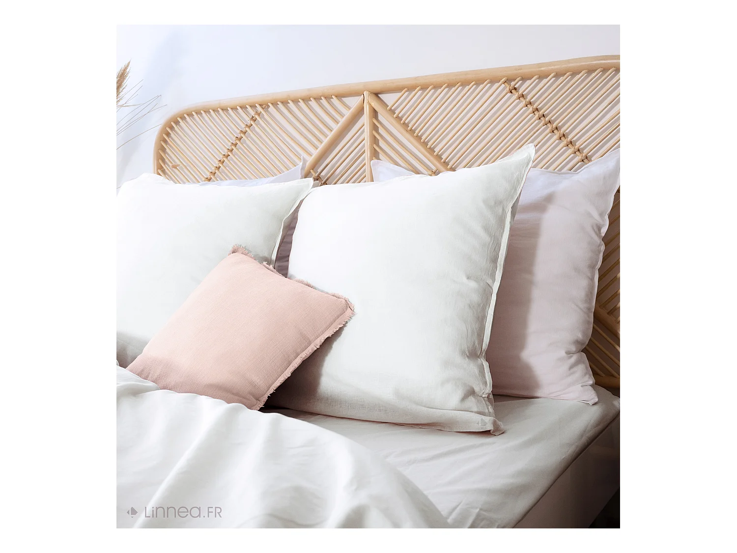 Drap housse 160x200 cm coton lavé LINO blanc