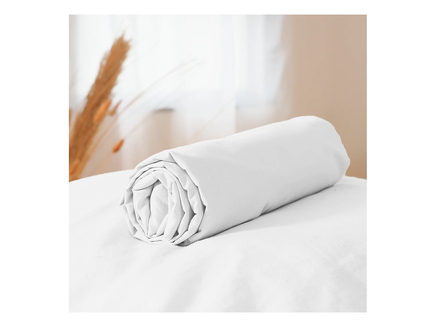 Drap housse 160x200 cm coton lavé LINO blanc