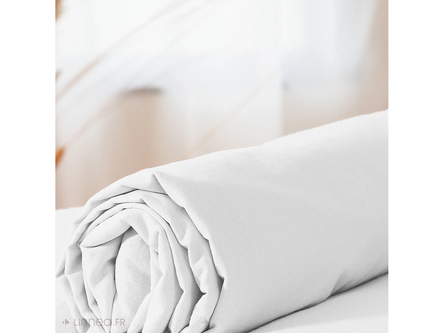 Drap housse 160x200 cm coton lavé LINO blanc