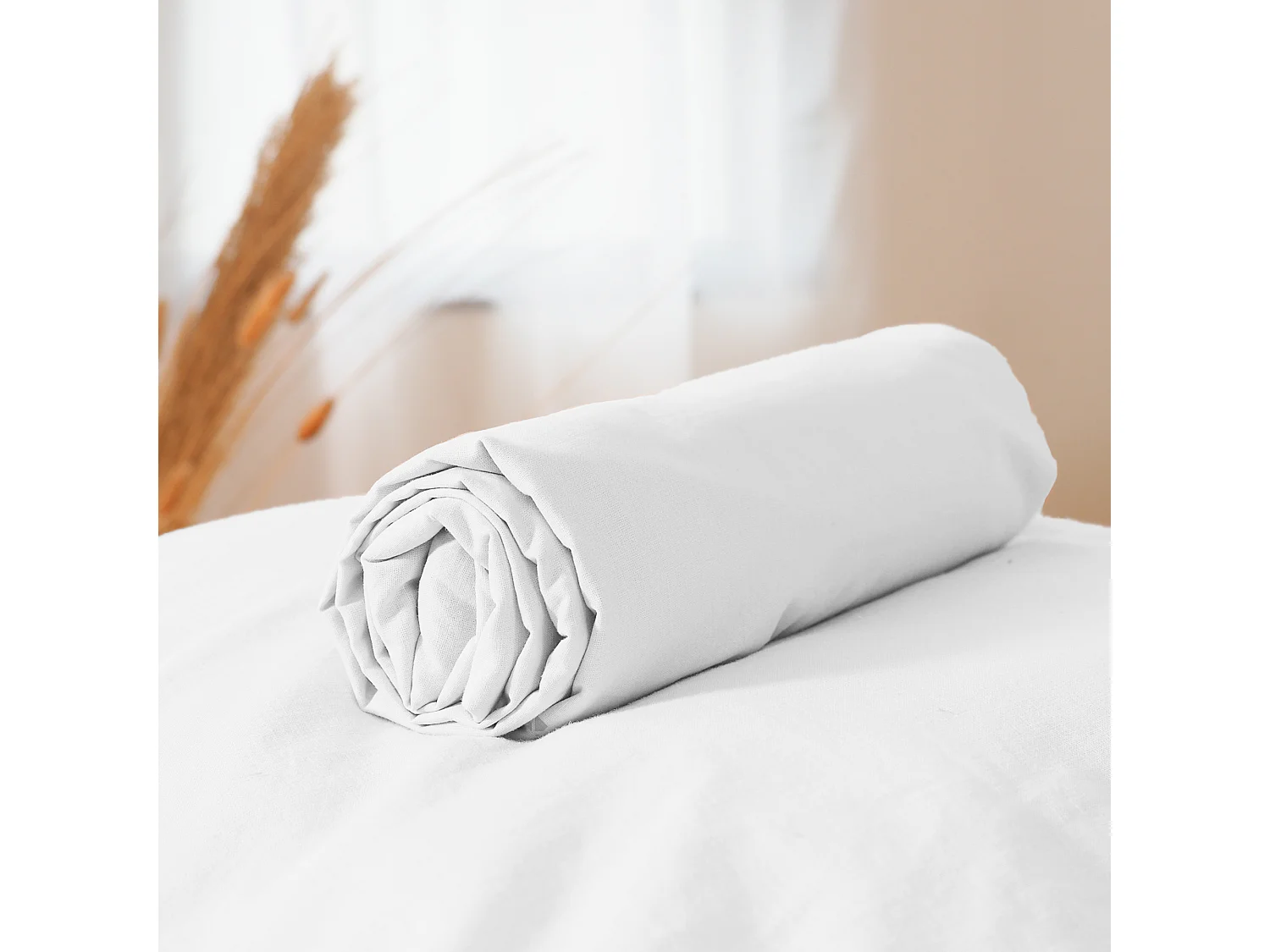 Drap housse 160x200 cm coton lavé LINO blanc