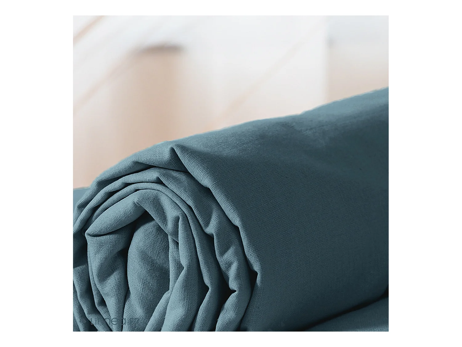 Drap housse 140x190 cm coton lavé LINO bleu marine