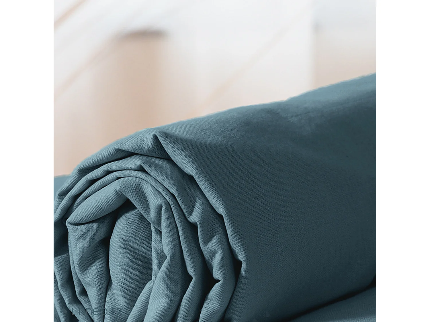 Drap housse 140x190 cm coton lavé LINO bleu marine
