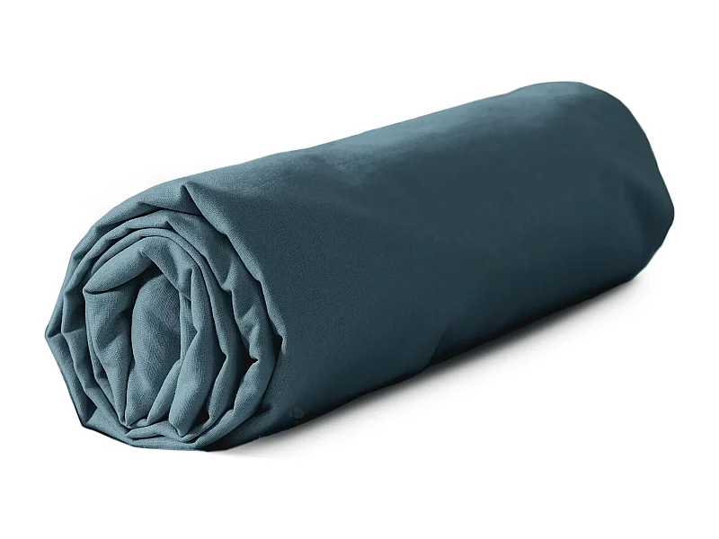 Drap housse 140x190 cm coton lavé LINO bleu marine