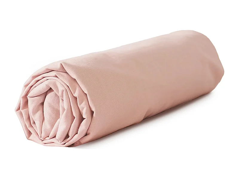 Drap housse 160x200 cm coton lavé LINO rose nude