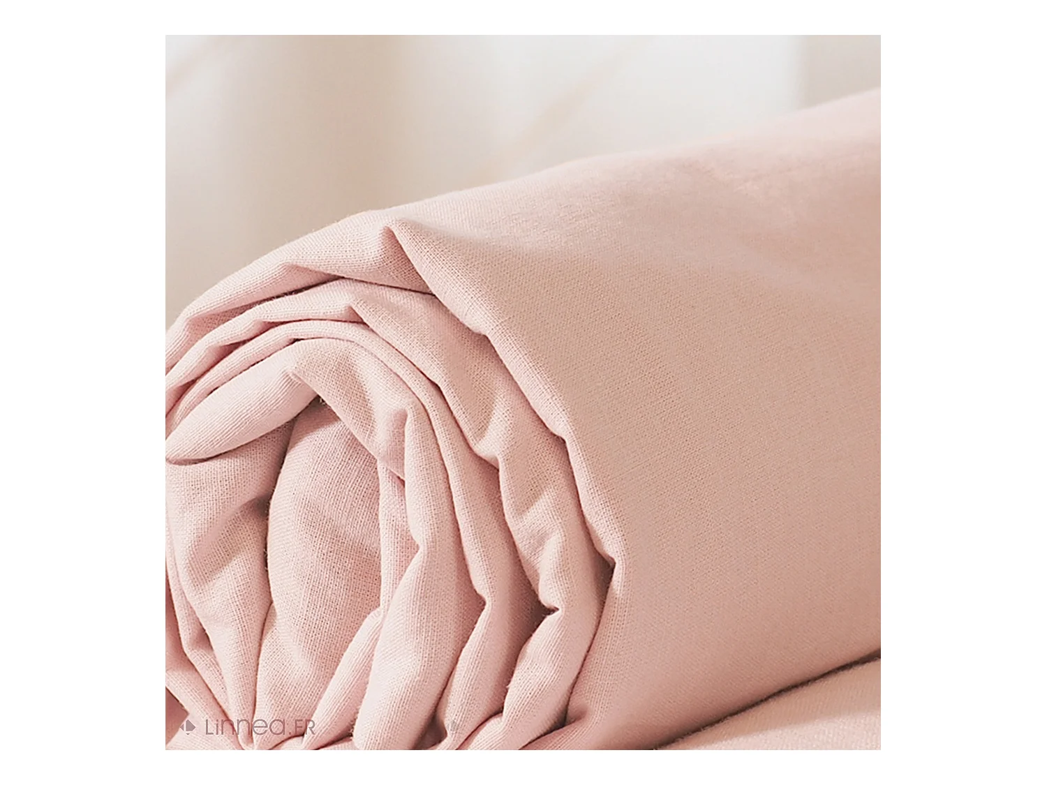 Drap housse 160x200 cm coton lavé LINO rose nude