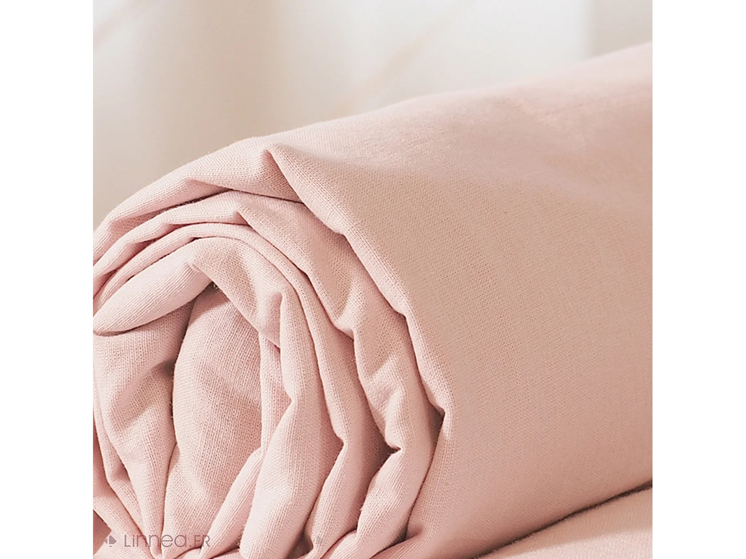 Drap housse 160x200 cm coton lavé LINO rose nude