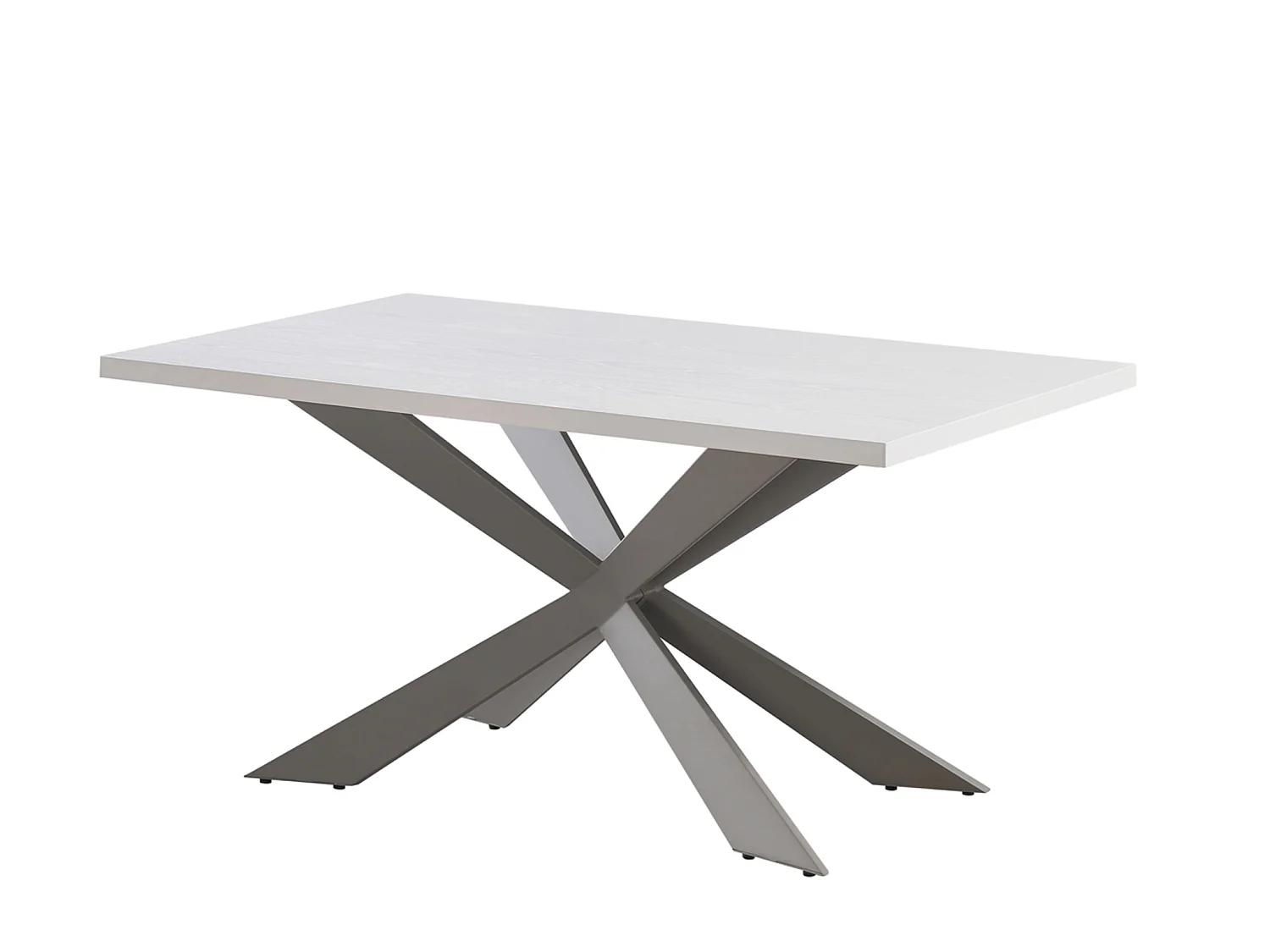 VITTORIO DUKE - Ensemble Table à Manger Blanche + 4 Chaises en Velours Marron - Style Contemporain