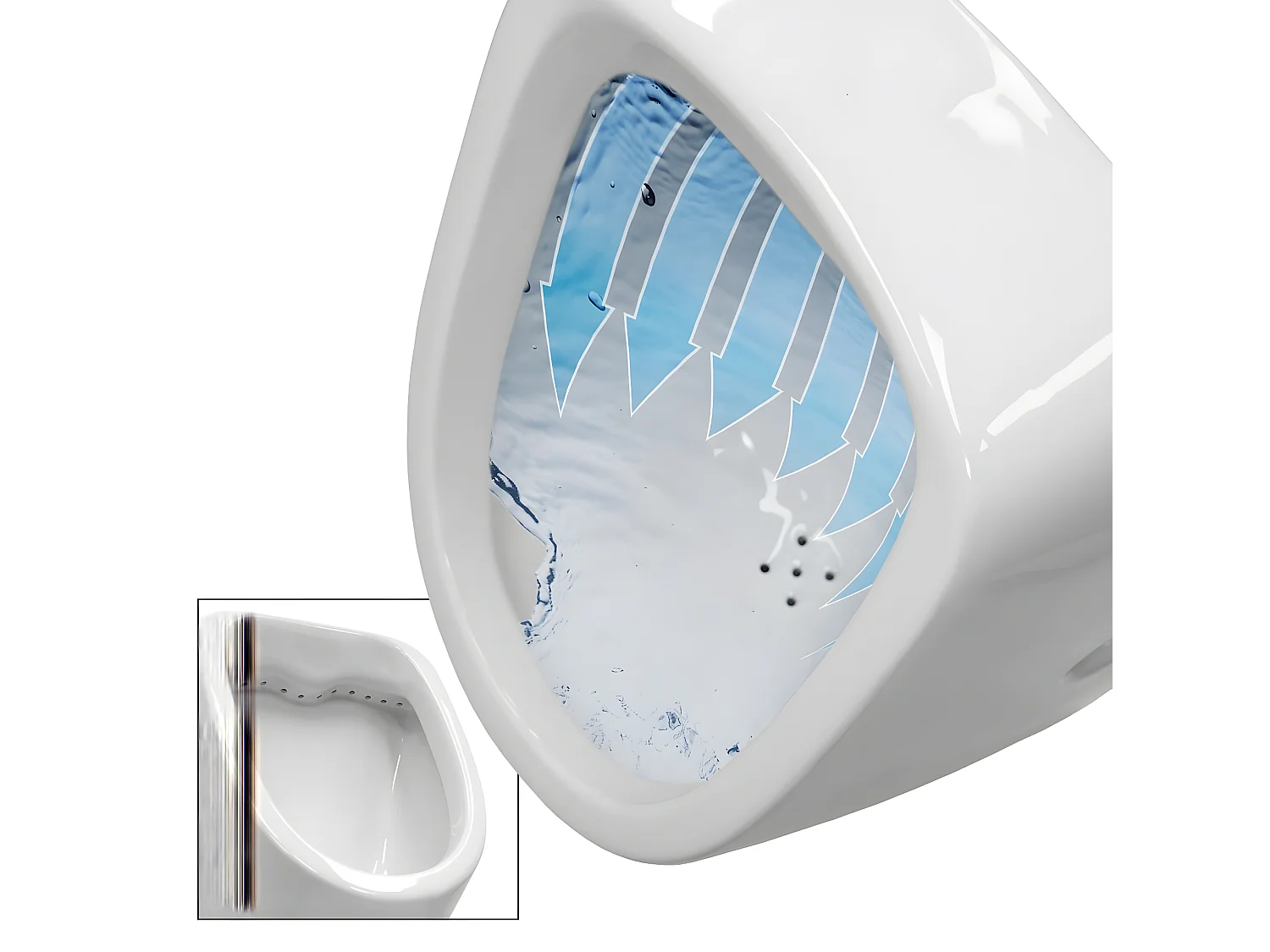 Urinoir wc mural en céramique sans valve de rinçage ECD Germany