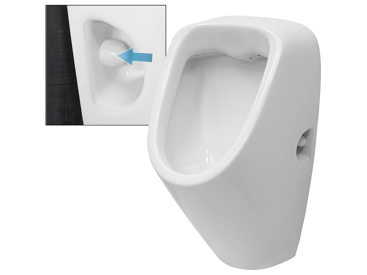 Urinoir wc mural en céramique sans valve de rinçage ECD Germany