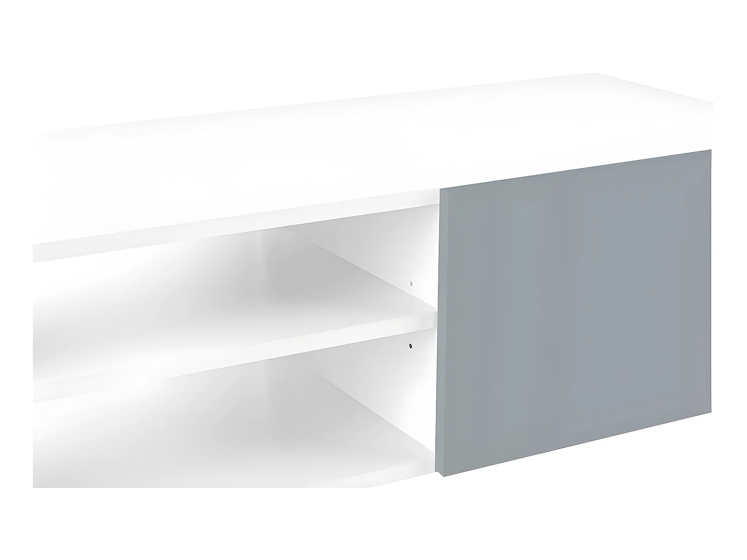 Meuble TV PODIUM 4 niches - blanc et gris céladon - TEMAHOME