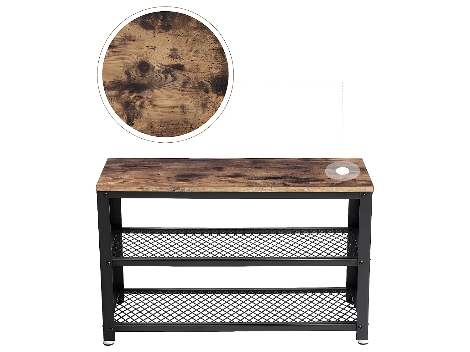 LEBER - Zapatero recibidor en Estilo industrial - 73x45x30 cm - Banco de entrada