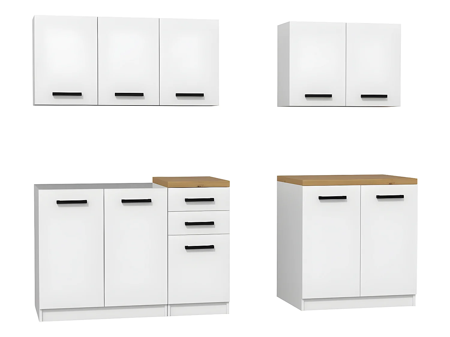 ANINE | Cuisine Complète Modulaire + Linéaire L 200 cm 6 pcs | Plan de travail INCLUS | Meubles armoires cuisine