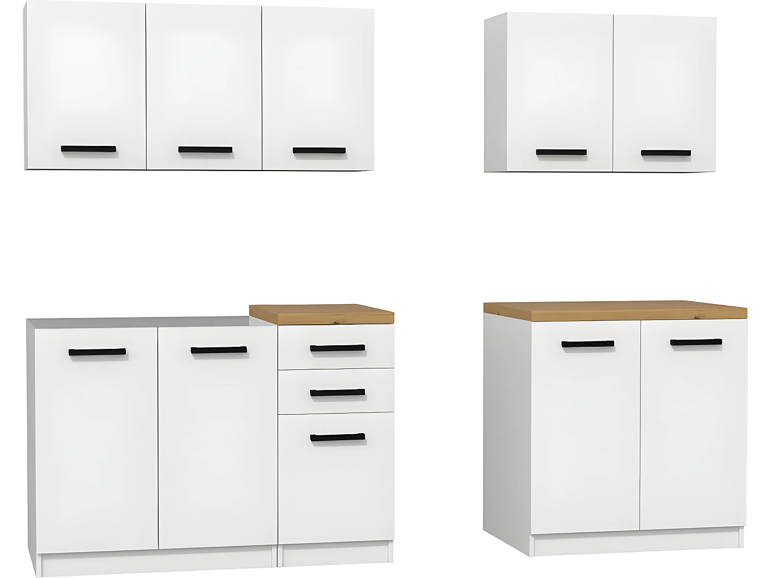 JASPE | Cocina modular + lineal completa L 200 cm 6 piezas | Encimera INCLUIDO | muebles de gabinete de cocina