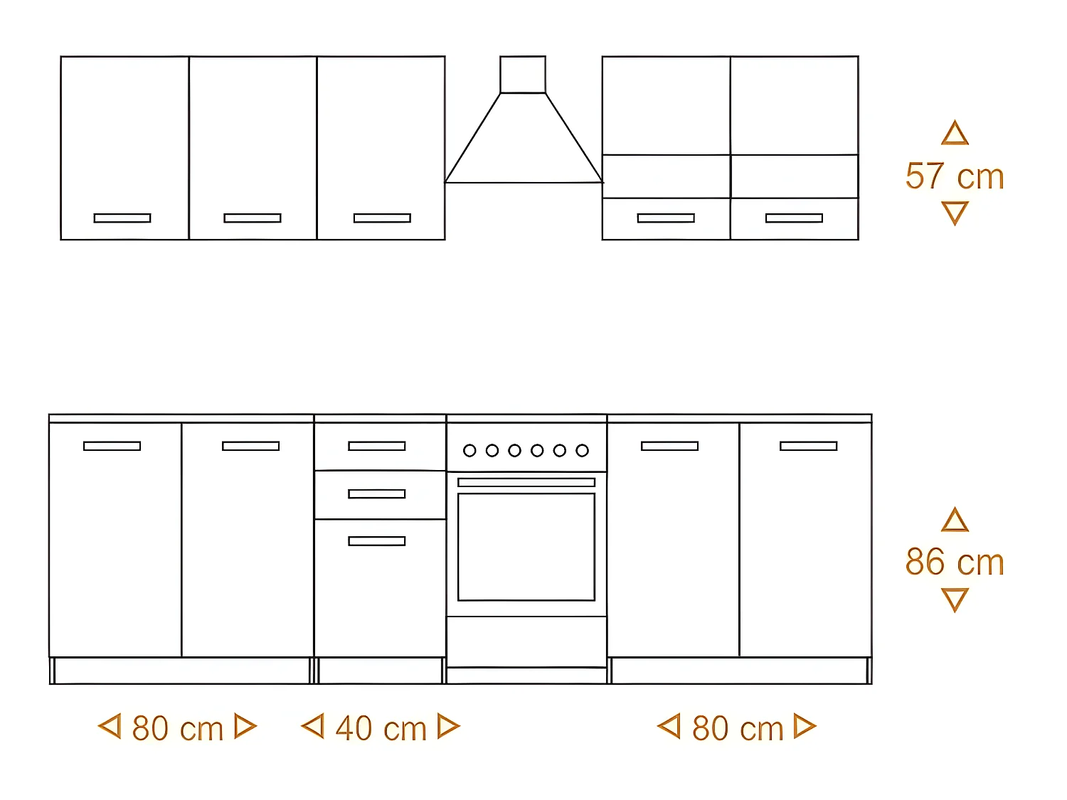 JASPE | Cocina modular + lineal completa L 200 cm 6 piezas | Encimera INCLUIDO | muebles de gabinete de cocina