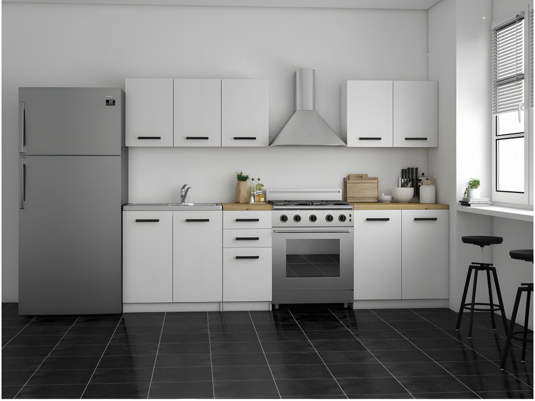 DIASPRO | Cucina componibile + lineare completa L 200 cm 6 pezzi | Piano di lavoro INCLUSO | mobili da cucina