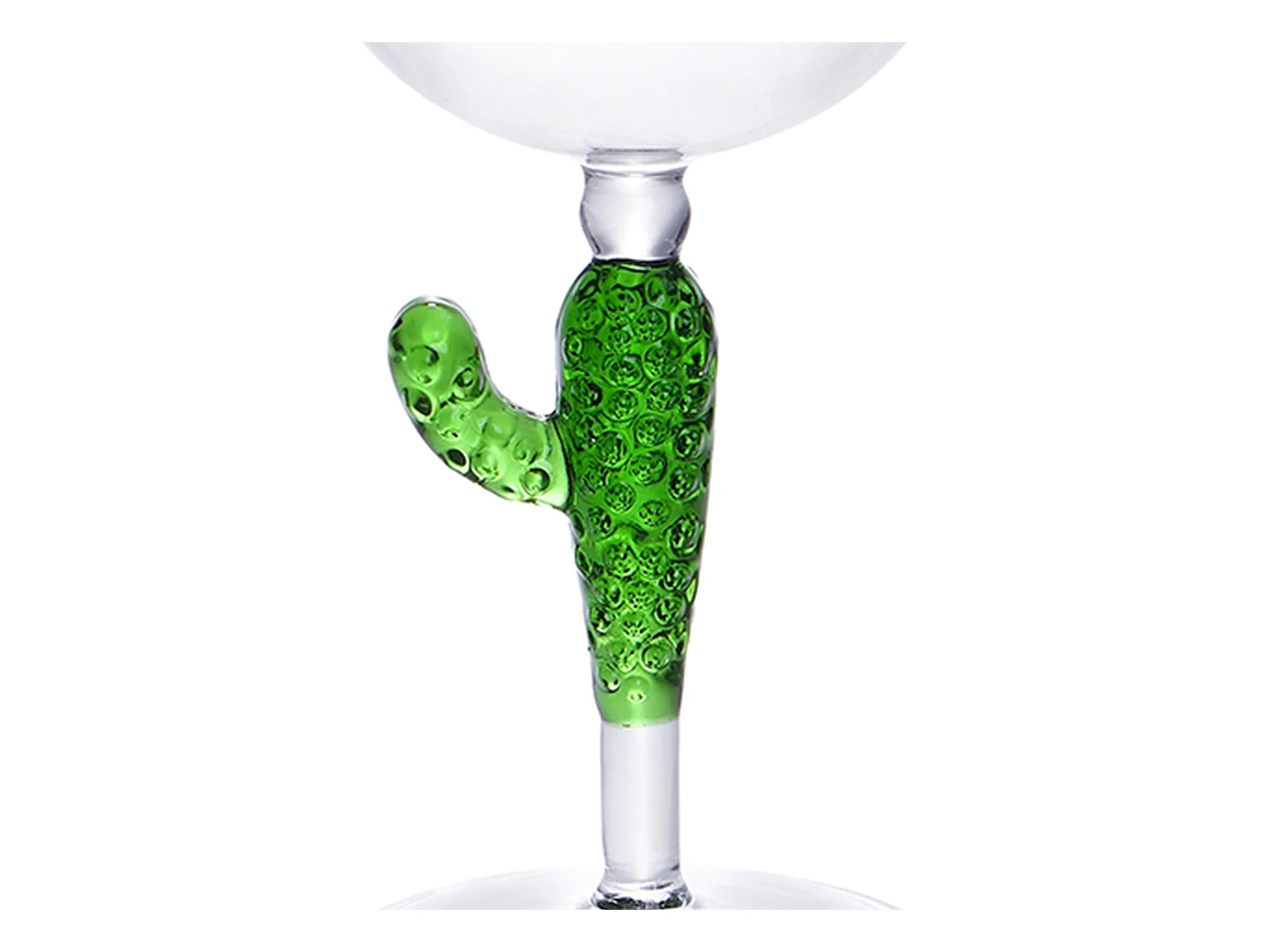 Lot de 4 verres à vin avec pieds cactus - Transparent et vert - D. 8.5  x H . 19.5  cm - GELLIF