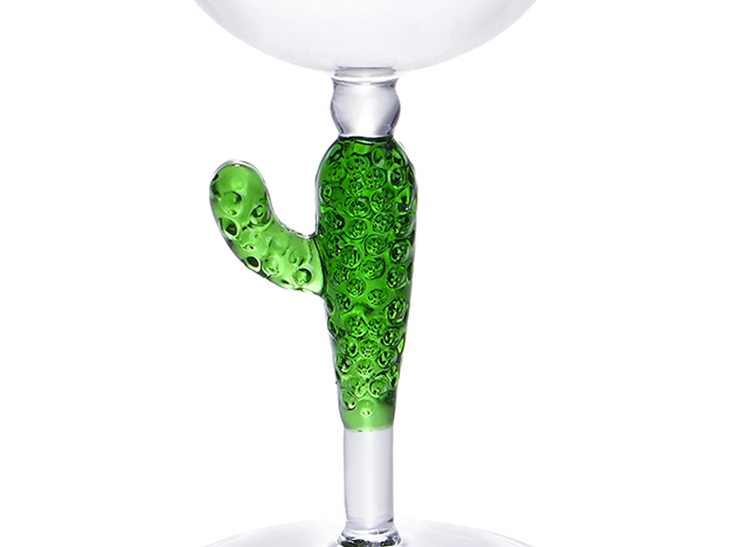 Lot de 4 verres à vin avec pieds cactus - Transparent et vert - D. 8.5  x H . 19.5  cm - GELLIF