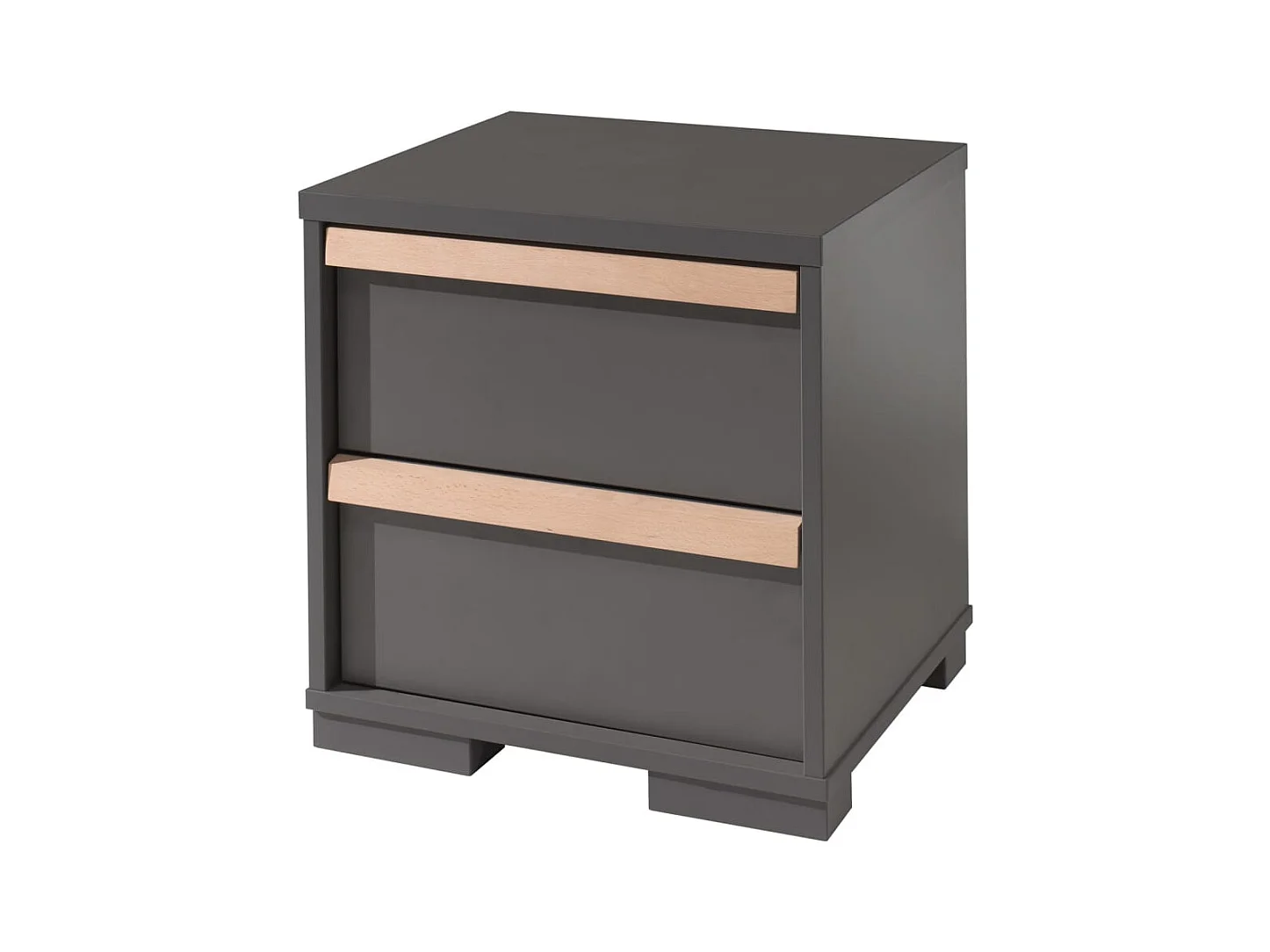 Table de Chevet 2 Tiroirs "London" 48cm Gris Anthracite