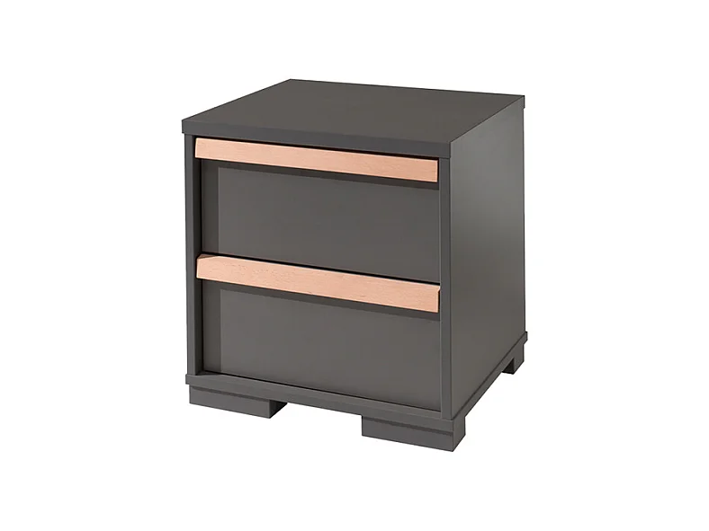 Table de Chevet 2 Tiroirs "London" 48cm Gris Anthracite