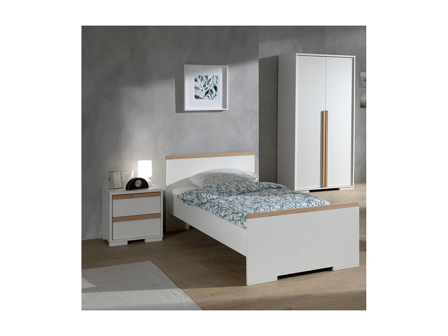 Table de Chevet 2 Tiroirs "London" 48cm Blanc