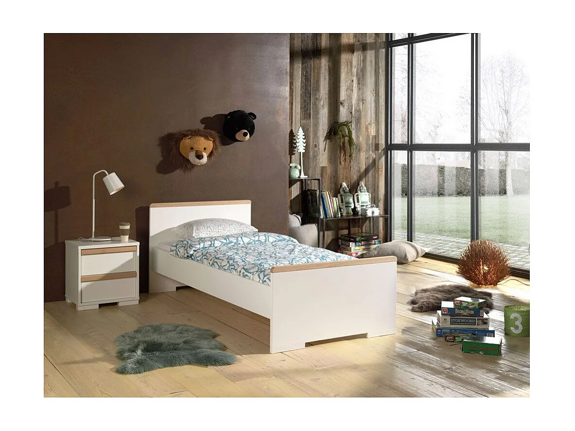 Table de Chevet 2 Tiroirs "London" 48cm Blanc