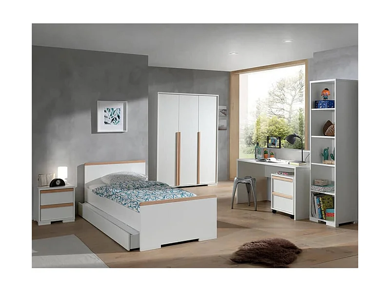 Table de Chevet 2 Tiroirs "London" 48cm Blanc