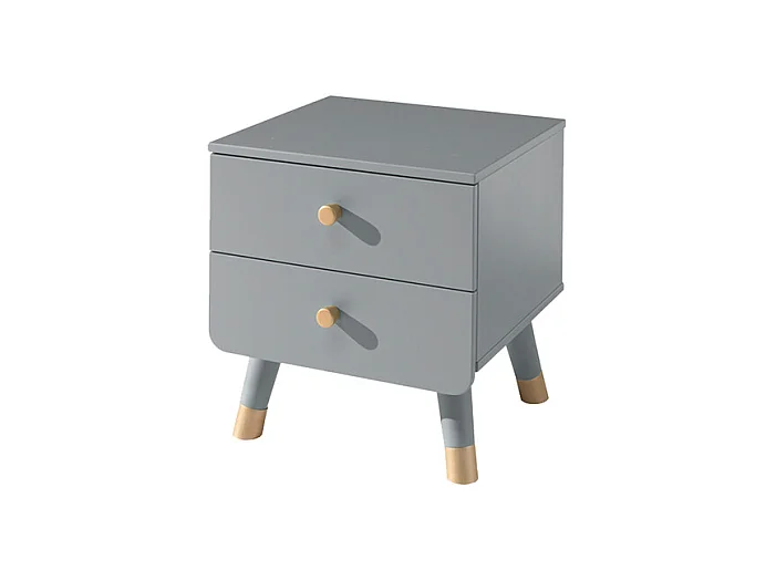 Table de Chevet Enfant 2 Tiroirs "Billy" 43cm Gris