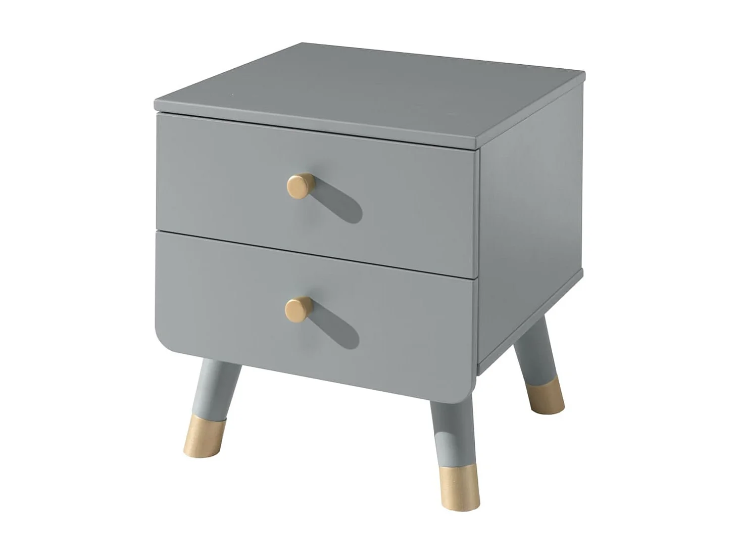 Table de Chevet Enfant 2 Tiroirs "Billy" 43cm Gris