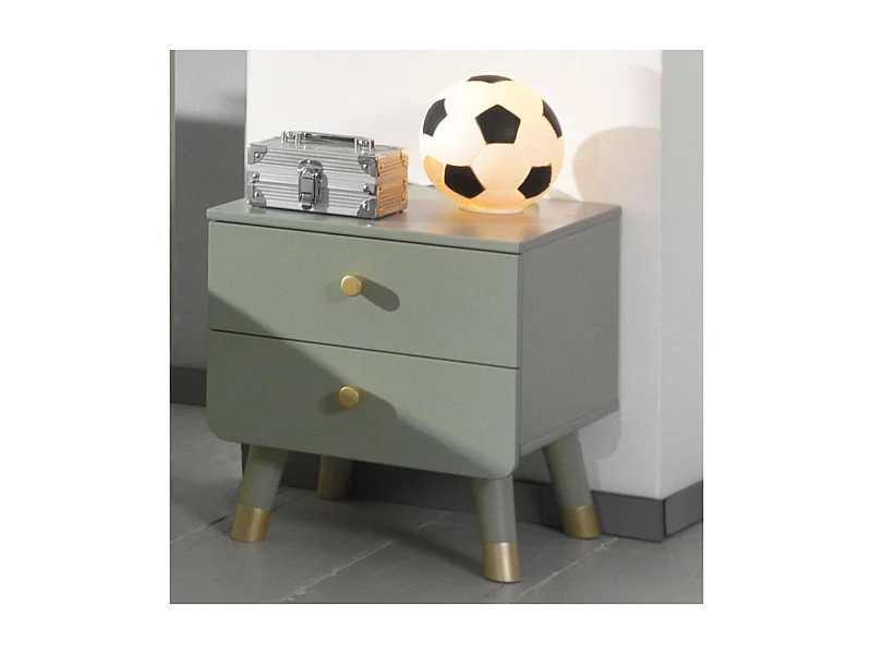 Table de Chevet Enfant 2 Tiroirs "Billy" 43cm Vert