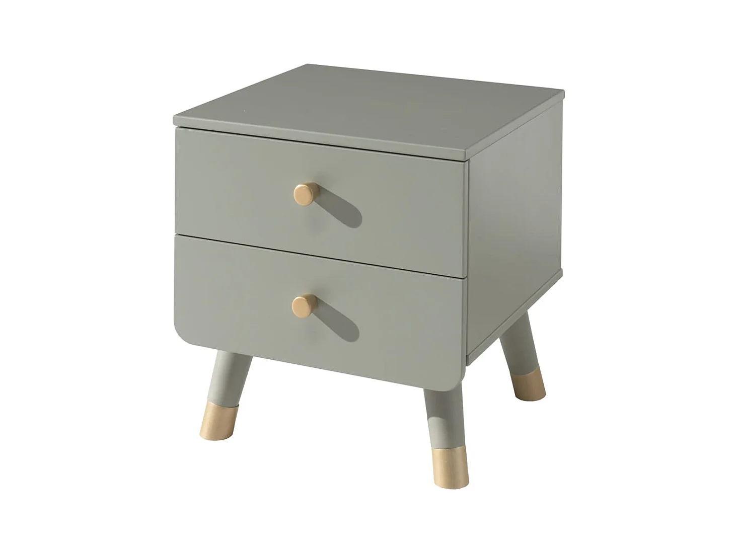 Mesita de noche Billy 2 cajones madera verde oliva
