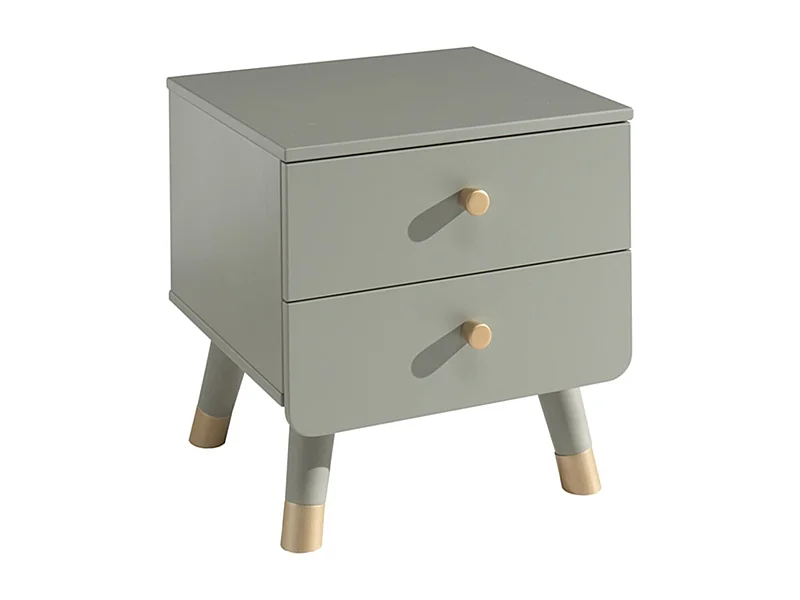 Table de Chevet Enfant 2 Tiroirs "Billy" 43cm Vert