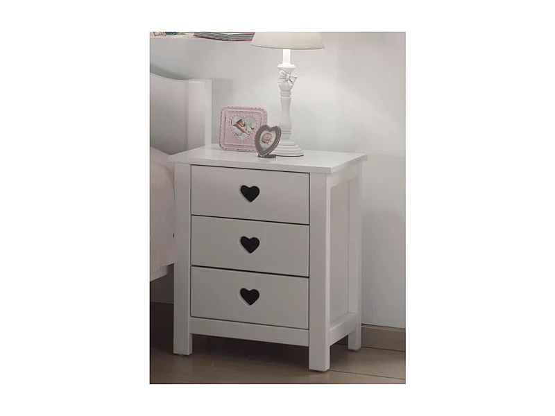 Coeur wit gelakt houten nachtkastje met 3 lades
