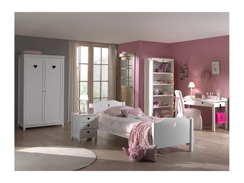 Coeur wit gelakt houten nachtkastje met 3 lades