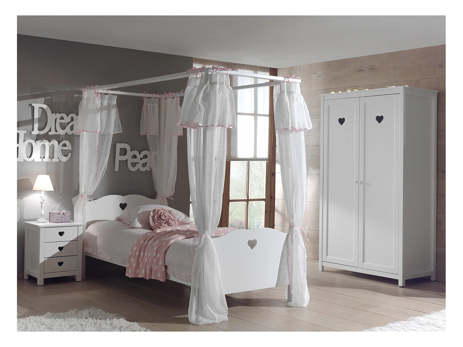 Coeur wit gelakt houten nachtkastje met 3 lades