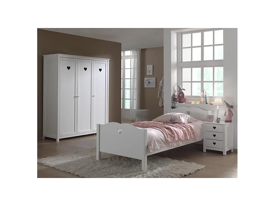 Coeur wit gelakt houten nachtkastje met 3 lades