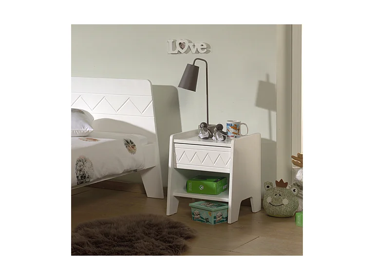 Table de Chevet Enfant "Wynnie" 45cm Blanc