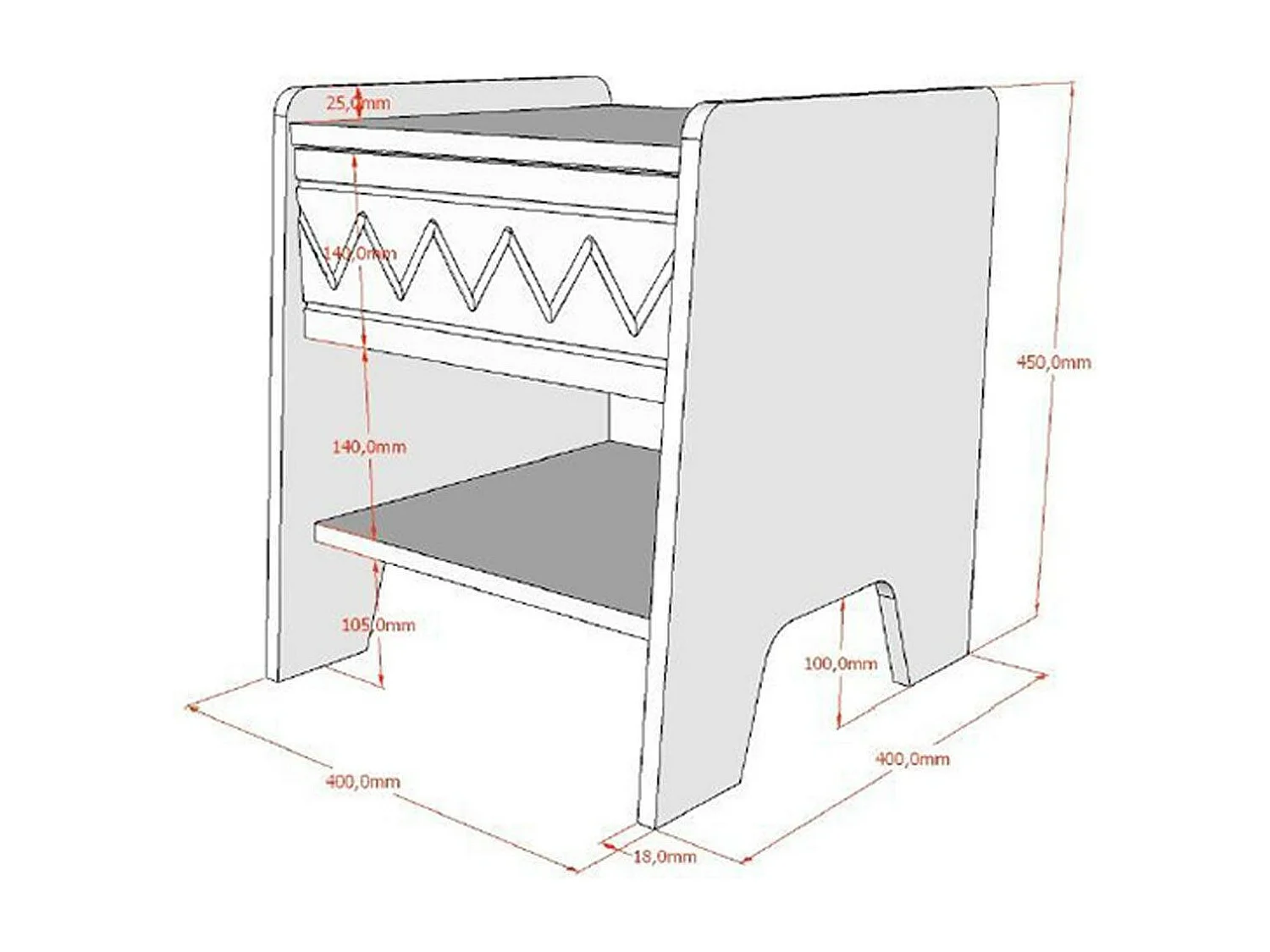Table de Chevet Enfant "Wynnie" 45cm Blanc