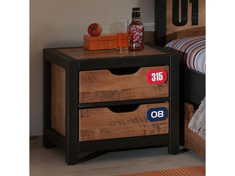 Table de Chevet Enfant "Alex" 50cm Marron & Noir