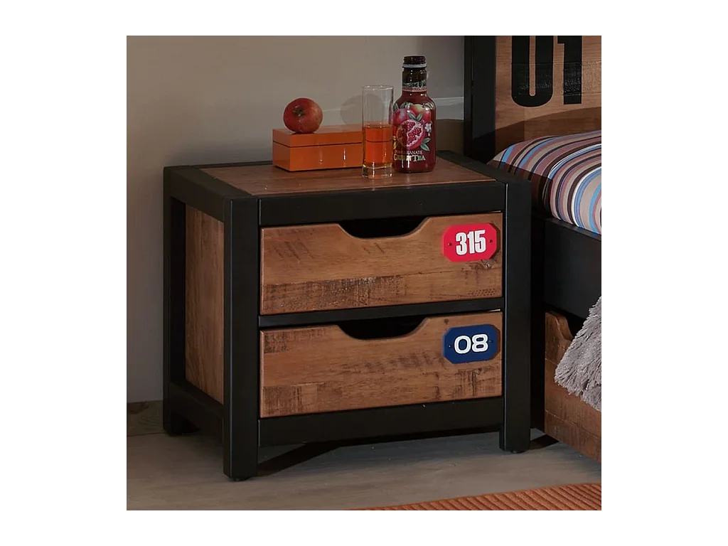 Table de Chevet Enfant "Alex" 50cm Marron & Noir