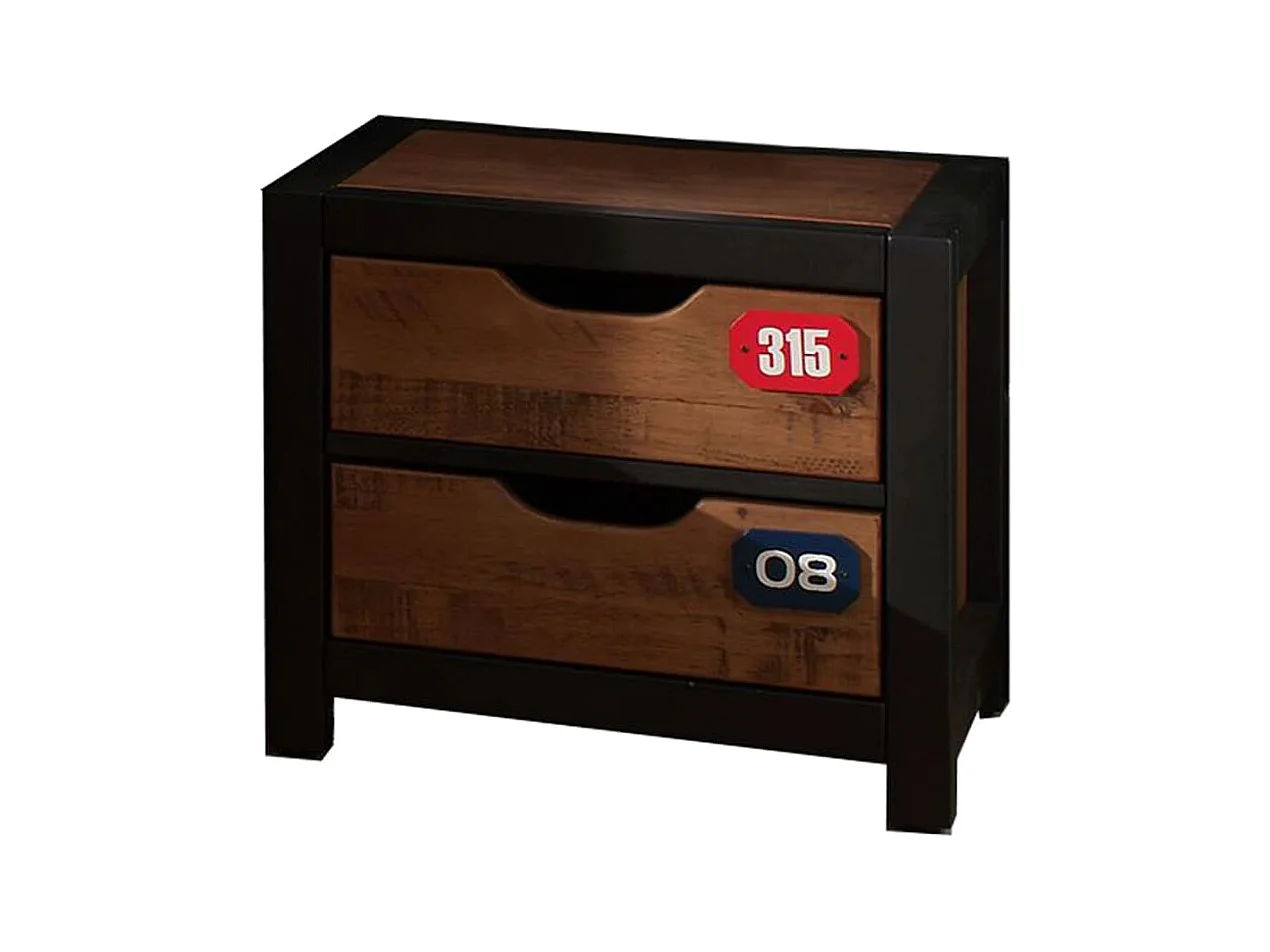 Table de Chevet Enfant "Alex" 50cm Marron & Noir