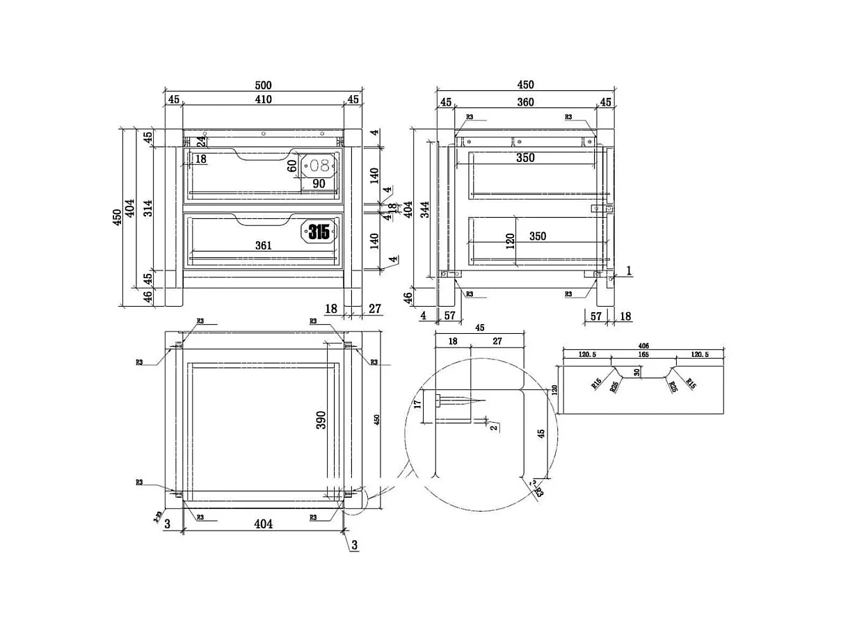 Table de Chevet Enfant "Alex" 50cm Marron & Noir