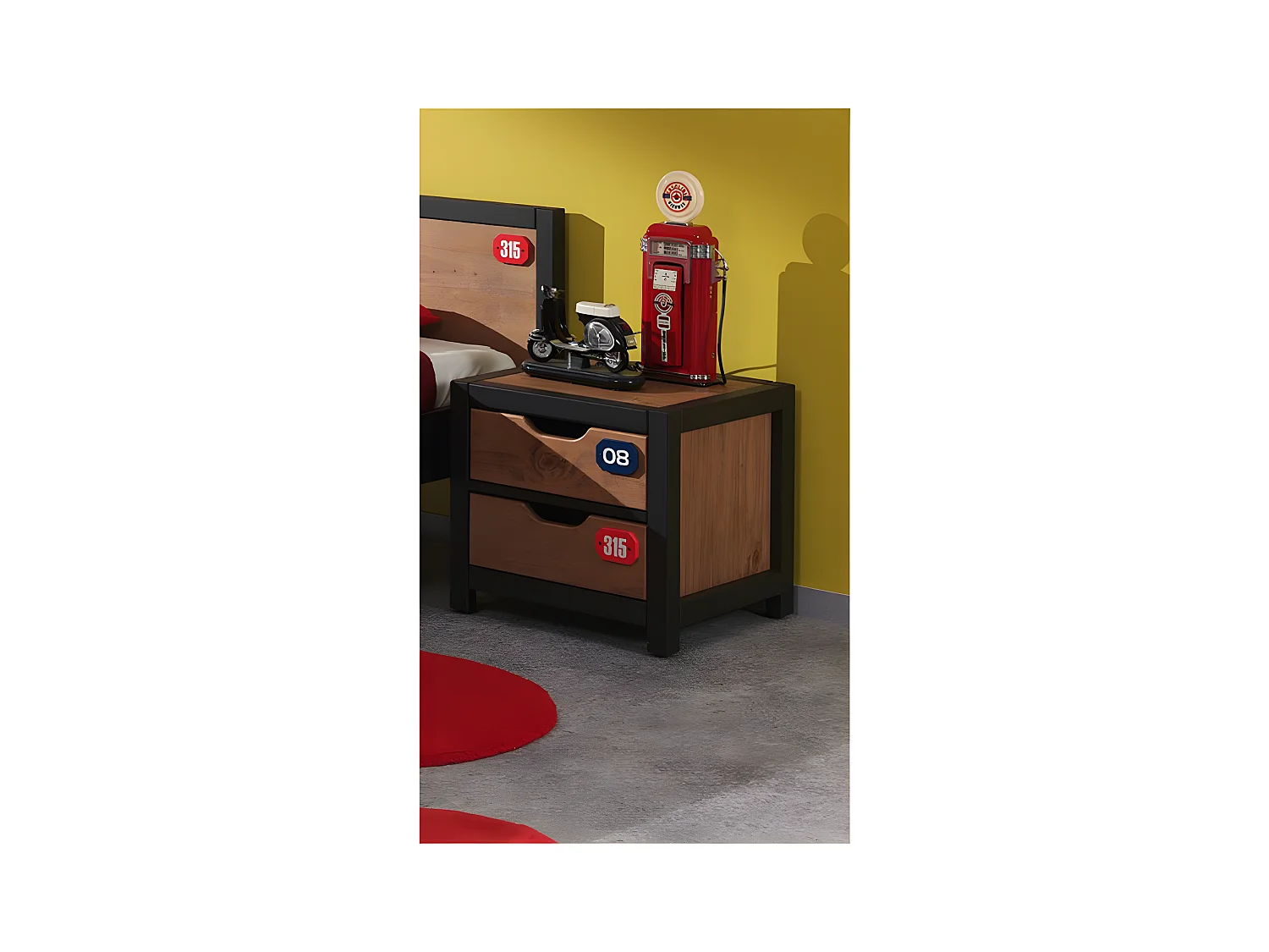 Table de Chevet Enfant "Alex" 50cm Marron & Noir