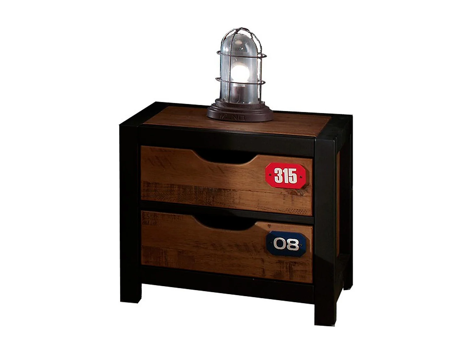 Table de Chevet Enfant "Alex" 50cm Marron & Noir