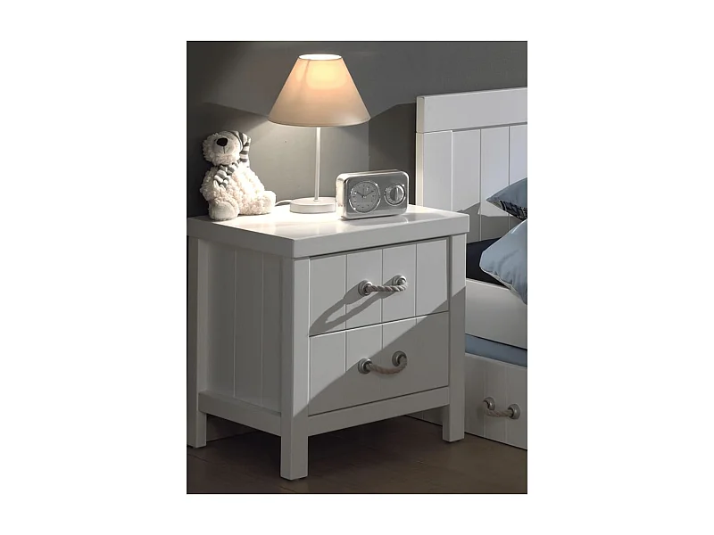 Mesita de noche Lewis 2 cajones madera blanco