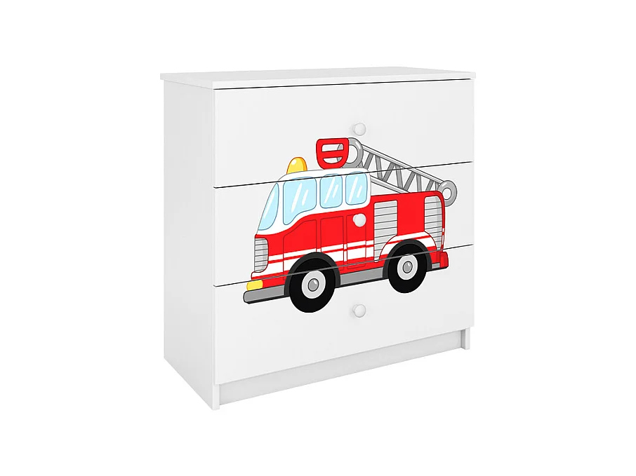 Kommode mit 3 Schubladen Kocot Kids Babydream Feuerwehr - Weiß