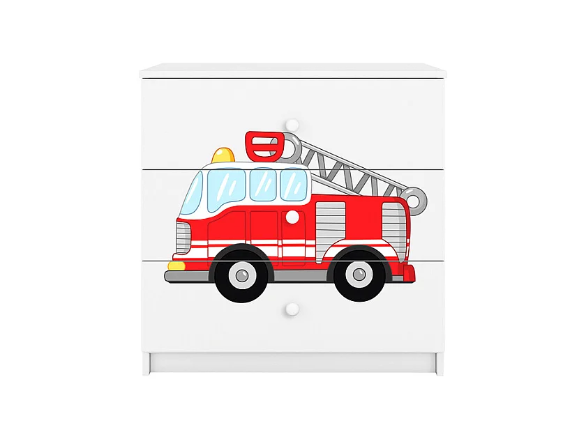 Kommode mit 3 Schubladen Kocot Kids Babydream Feuerwehr - Weiß