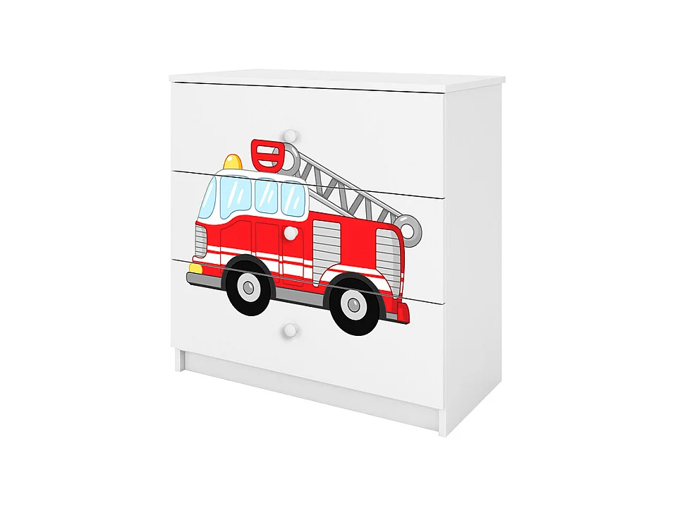 Kommode mit 3 Schubladen Kocot Kids Babydream Feuerwehr - Weiß