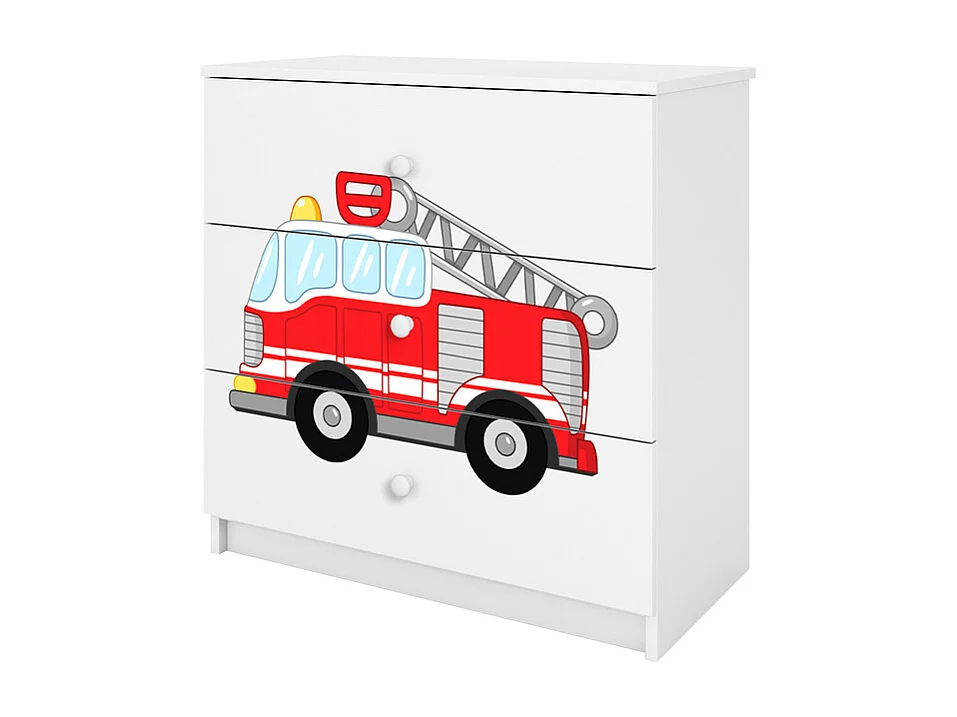 Kocot Kids Babydream Pompier Cassettone a 3 cassetti - Bianco